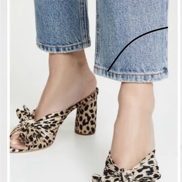 Loeffler Randall Penny Pleated Bow Sandals Womens 8 B Leopard Print NIB mules - Picture 4 of 5